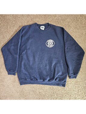 Vintage Lee Ultraweight Sweatshirt XL Blue Franktown Fire Rescue Firefighter